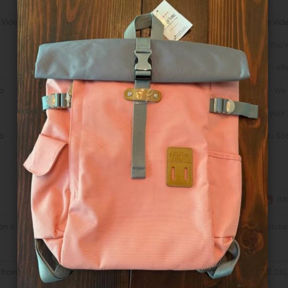 NEW Harvest Label Stylish Peach and Gray Backpack Purse Satchel Travel Bag NWT!